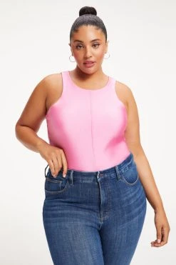 GOOD AMERICAN COMPRESSION HIGH NECK BODYSUIT | SORORITY PINK003