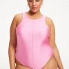 GOOD AMERICAN COMPRESSION HIGH NECK BODYSUIT | SORORITY PINK003