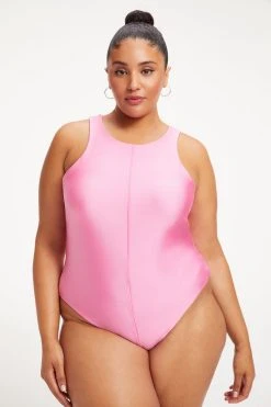 GOOD AMERICAN COMPRESSION HIGH NECK BODYSUIT | SORORITY PINK003