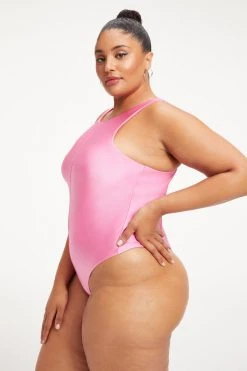 GOOD AMERICAN COMPRESSION HIGH NECK BODYSUIT | SORORITY PINK003