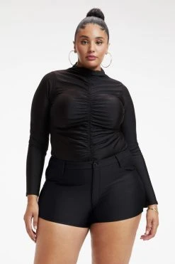 GOOD AMERICAN Bodysuits COMPRESSION RUCHED BODYSUIT | BLACK001