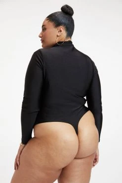 GOOD AMERICAN Bodysuits COMPRESSION RUCHED BODYSUIT | BLACK001