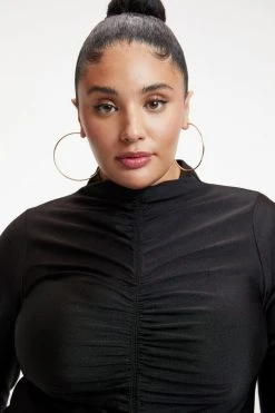 GOOD AMERICAN Bodysuits COMPRESSION RUCHED BODYSUIT | BLACK001