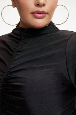 GOOD AMERICAN Bodysuits COMPRESSION RUCHED BODYSUIT | BLACK001