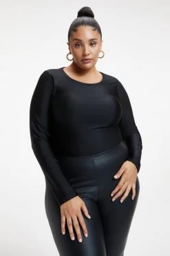 Budget 🔥 GOOD AMERICAN COMPRESSION LONG SLEEVE BODYSUIT | BLACK001 ⭐ 18 GOOD AMERICAN COMPRESSION LONG SLEEVE BODYSUIT | BLACK001
