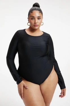Budget 🔥 GOOD AMERICAN COMPRESSION LONG SLEEVE BODYSUIT | BLACK001 ⭐ 19 GOOD AMERICAN COMPRESSION LONG SLEEVE BODYSUIT | BLACK001