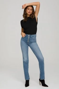 GA-SALE High Waisted GOOD BOY EXPOSED BUTTON | BLUE657