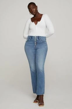 GA-SALE High Waisted GOOD BOY EXPOSED BUTTON | BLUE657