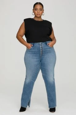 GA-SALE High Waisted GOOD BOY EXPOSED BUTTON | BLUE657