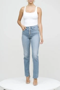 GA-SALE High Waisted GOOD BOY EXPOSED BUTTON | BLUE657