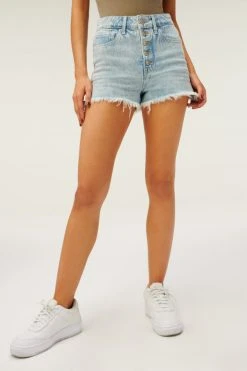 GOOD AMERICAN BOMBSHELL SHORT EXPOSED BUTTON | BLUE687