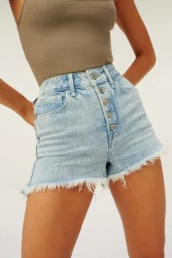 GOOD AMERICAN BOMBSHELL SHORT EXPOSED BUTTON | BLUE687