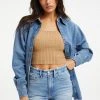 GOOD AMERICAN Sustainable Denim BOYFRIEND DENIM SHIRT | INDIGO173