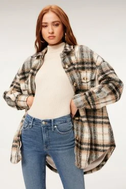 GOOD AMERICAN NEUTRAL PLAID SHACKET | NEUTRAL PLAID001 Jackets