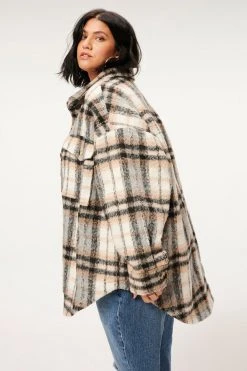 GOOD AMERICAN NEUTRAL PLAID SHACKET | NEUTRAL PLAID001 Jackets