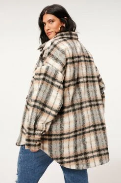 GOOD AMERICAN NEUTRAL PLAID SHACKET | NEUTRAL PLAID001 Jackets