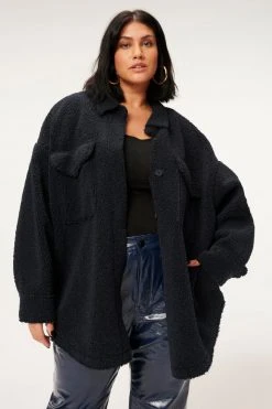 GOOD AMERICAN Jackets SHERPA SHACKET | MIDNIGHT001