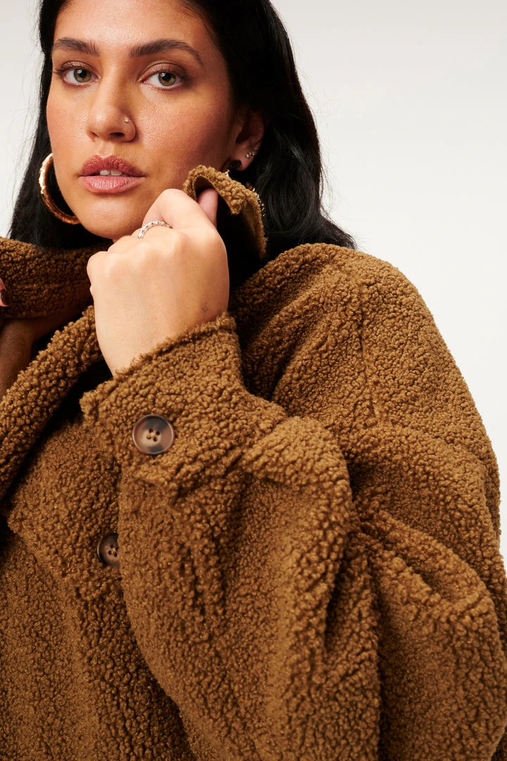 Deals 🎁 GOOD AMERICAN SHERPA SHACKET | SEPIA001 😉 3 GOOD AMERICAN SHERPA SHACKET | SEPIA001