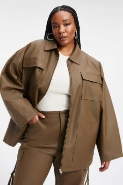 GA-SALE Tops LEATHER CHORE JACKET | FOG001