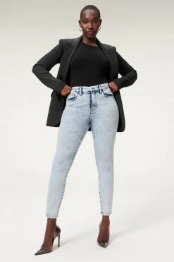 GOOD AMERICAN GOOD LEGS CROP CHEWED HEM | BLUE837