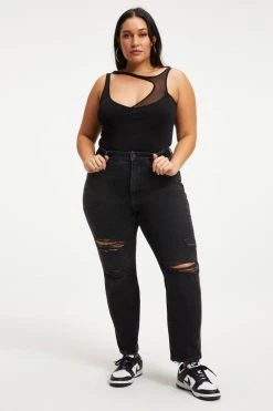 GOOD AMERICAN GOOD CLASSIC WITH NATURAL FRAY | BLACK273