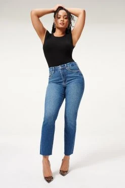 GOOD AMERICAN GOOD CLASSIC RAW HEM | BLUE940 High Waisted