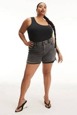GOOD AMERICAN GOOD CURVE SHORT | BLACK227 High Waisted