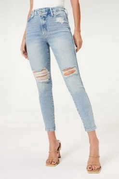 GOOD AMERICAN GOOD CURVE SKINNY CROP | BLUE697