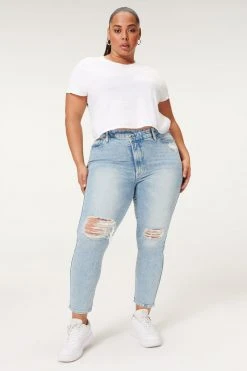 GOOD AMERICAN GOOD CURVE SKINNY CROP | BLUE697