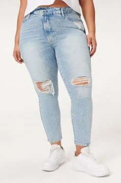 GOOD AMERICAN GOOD CURVE SKINNY CROP | BLUE697