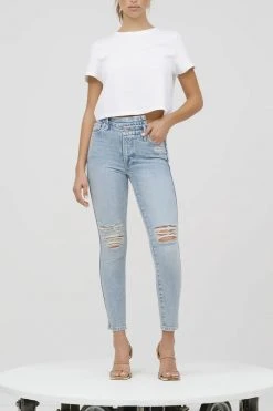 GOOD AMERICAN GOOD CURVE SKINNY CROP | BLUE697