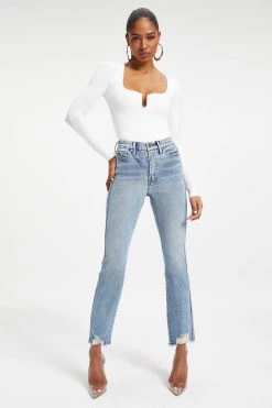 GOOD AMERICAN GOOD CURVE FRAY HEM | BLUE313