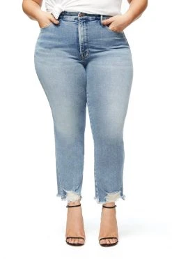 GOOD AMERICAN GOOD CURVE FRAY HEM | BLUE313