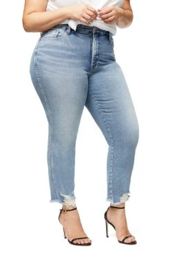 GOOD AMERICAN GOOD CURVE FRAY HEM | BLUE313