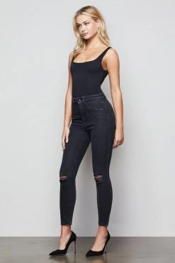 GOOD AMERICAN GOOD CURVE SKINNY CROP | BLACK090
