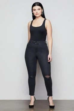 GOOD AMERICAN GOOD CURVE SKINNY CROP | BLACK090