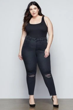 GOOD AMERICAN GOOD CURVE SKINNY CROP | BLACK090