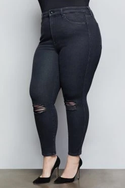 GOOD AMERICAN GOOD CURVE SKINNY CROP | BLACK090