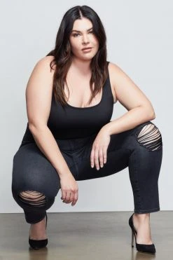 GOOD AMERICAN GOOD CURVE SKINNY CROP | BLACK090