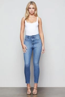 GOOD AMERICAN GOOD CURVE SKINNY CROP | BLUE442 High Waisted