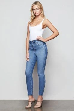 GOOD AMERICAN GOOD CURVE SKINNY CROP | BLUE442 High Waisted