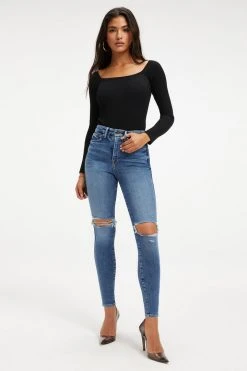 GOOD AMERICAN GOOD CURVE SKINNY CROP | INDIGO022