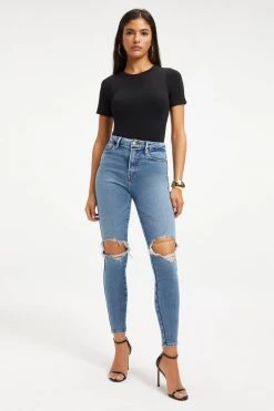 GOOD AMERICAN High Waisted GOOD CURVE SKINNY CROP | BLUE800