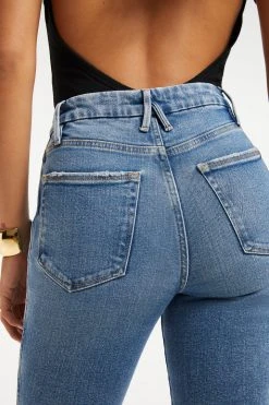 GOOD AMERICAN High Waisted GOOD CURVE SKINNY CROP | BLUE800