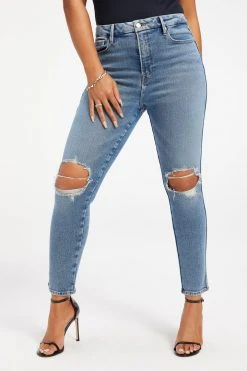 GOOD AMERICAN High Waisted GOOD CURVE SKINNY CROP | BLUE800