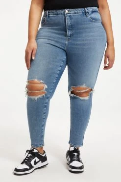 GOOD AMERICAN High Waisted GOOD CURVE SKINNY CROP | BLUE800