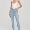 GOOD AMERICAN GOOD CURVE SKINNY CROP RAW HEM | BLUE638