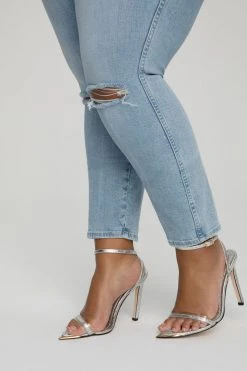 GOOD AMERICAN GOOD CURVE SKINNY CROP RAW HEM | BLUE638