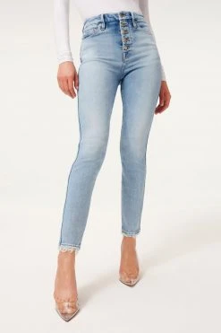 GA-SALE GOOD CURVE SKINNY EXPOSED BUTTONS | BLUE861 High Waisted