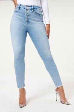 GA-SALE GOOD CURVE SKINNY EXPOSED BUTTONS | BLUE861 High Waisted